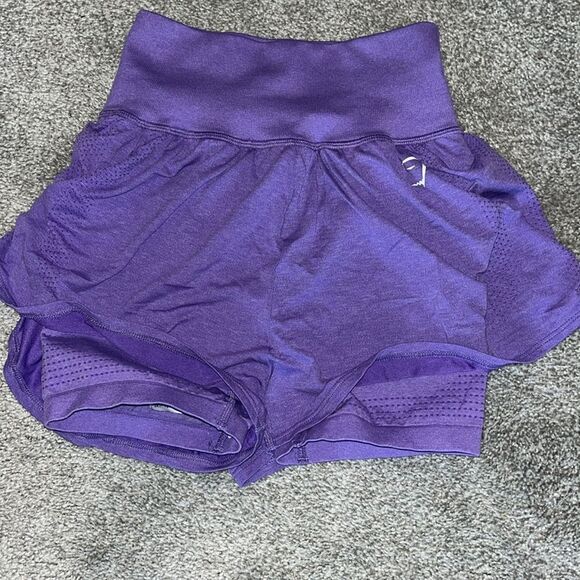 Gymshark Pants - Gymshark lined purple stretch gym sexy work out skort shorts S pickleball tennis